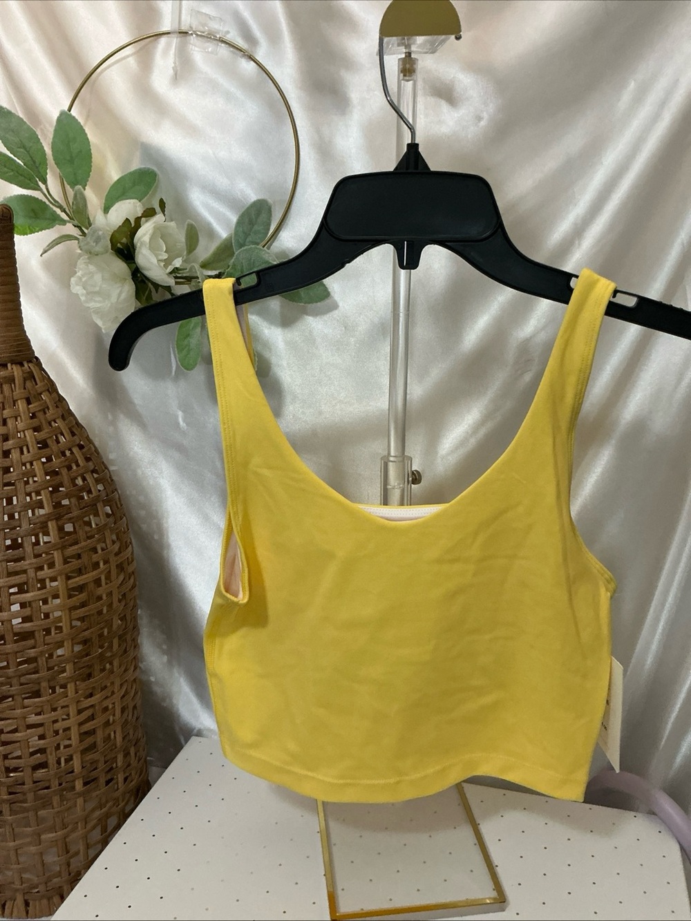 NWT GB Active Yellow Cropped Tank w Built in Bra Small Sold at Dillards